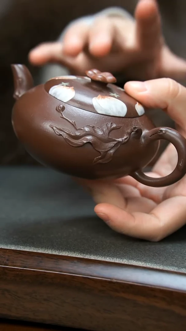 【闪购商品】紫砂茶壶桃花石瓢壶