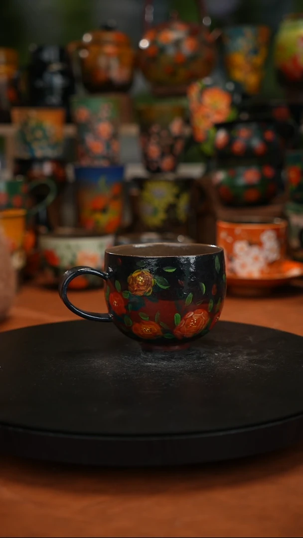 紫砂油画釉下彩手绘