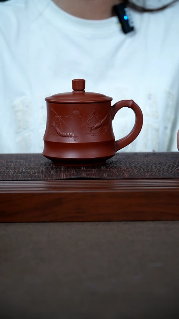 茶杯紫砂原矿大红袍堆绘紫砂杯 250cc微瑕不退不换