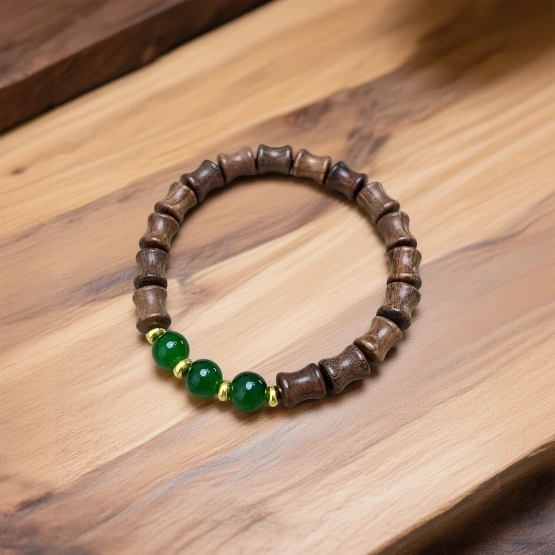 A018花梨木竹节单圈6mm