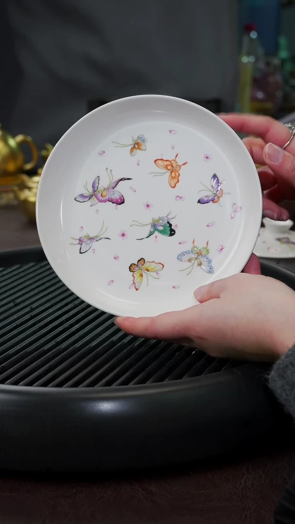 【闪购商品】杯【宜景窑手绘蝶舞】干泡