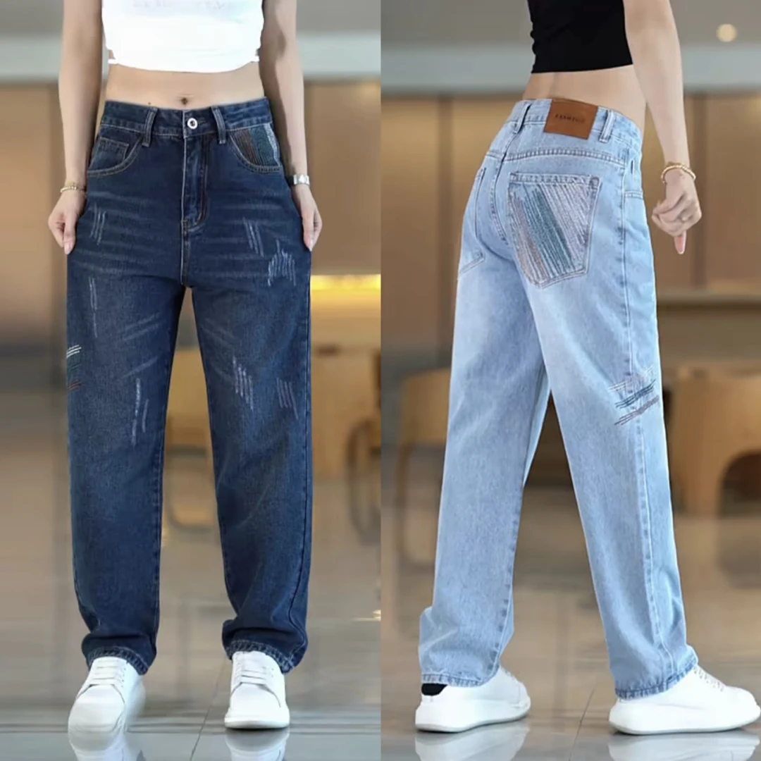 夏季新款水洗牛仔裤男款时尚潮牌韩版直筒裤子美式高街时尚休闲裤
