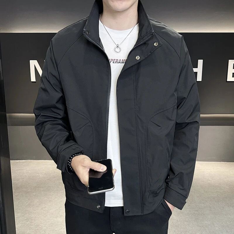 立领春装百搭外套男士纯色工装上衣春秋季新款夹克男