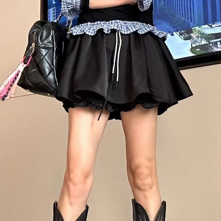 BUZH2025新款设计感A字裙时尚韩版显瘦蓬蓬带打底裤半身裙裤裙