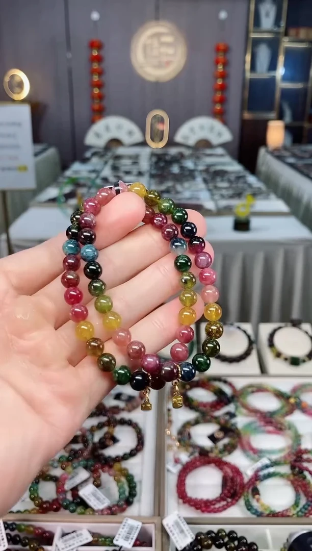 未镶嵌老矿碧玺单圈手串6mm+碧玺xion多样性发货一条