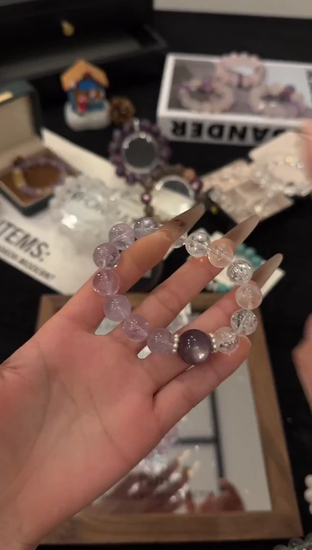 合金手链水晶紫白双拼x3559