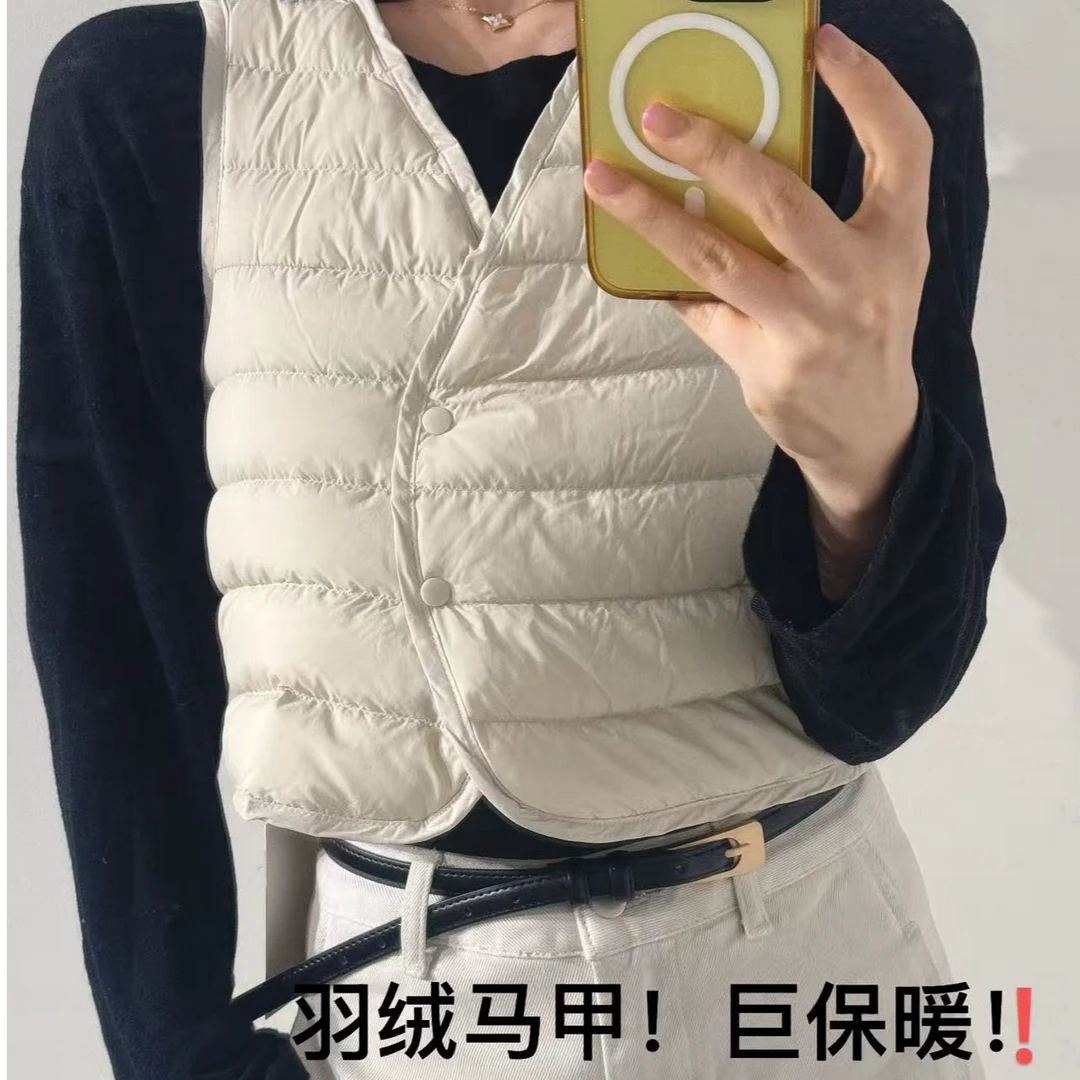 2025东大门冬季新款刚需必备小暖炉系列V领精致羽绒内搭内胆背心