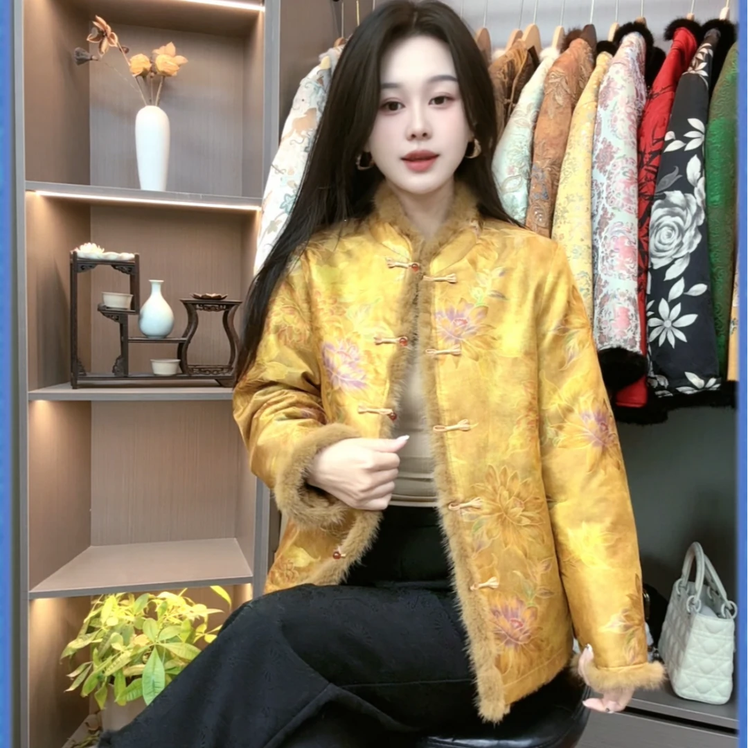新款气质国风保暖两面穿水貂皮毛一体加厚冬季柔软保暖S056
