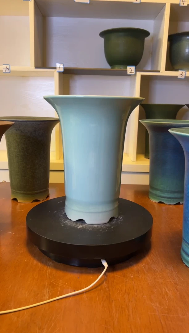 天青陶瓷花盆高28外口22内口16