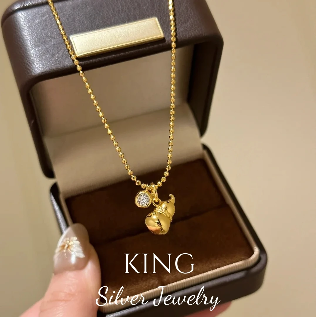 坠链均925银 king银饰泡泡葫芦项链气质时尚百搭小众手工轻奢复古