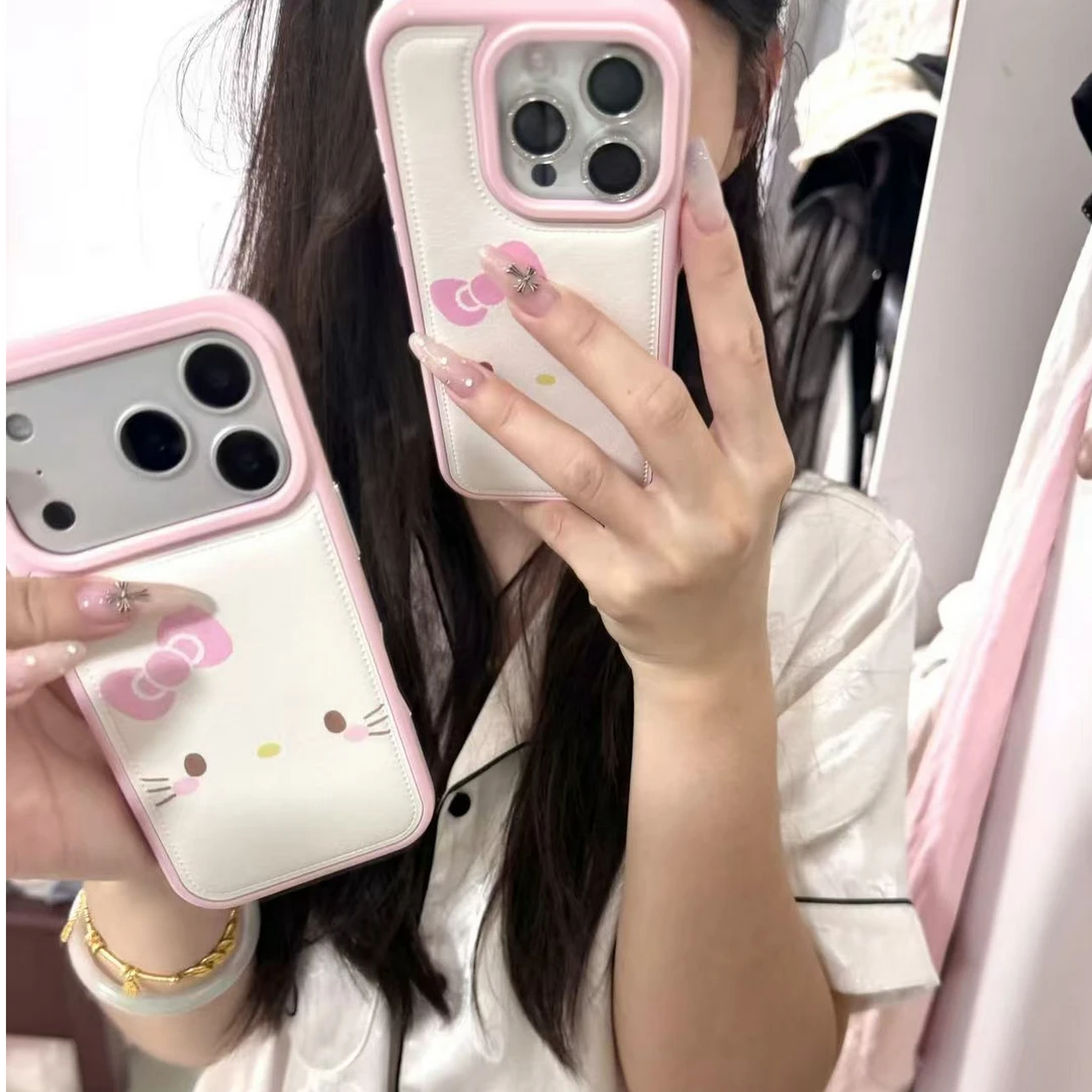 蝴蝶结表情KT适用苹果17手机壳13/14ProMax卡通iPhone16/INS风17P