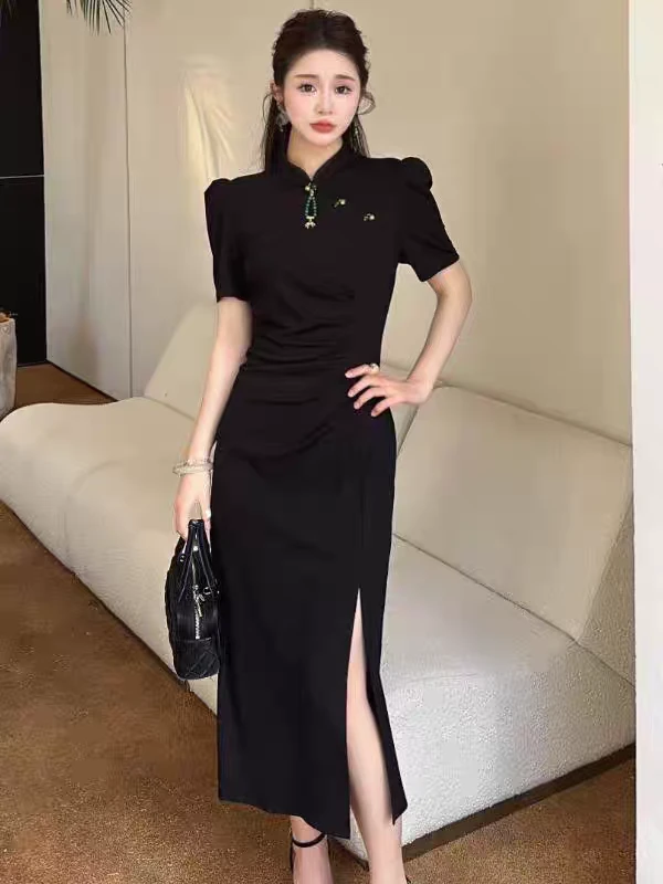 【艾丽莎定制】改良旗袍女夏季25新款复古新中式显瘦连衣裙3268