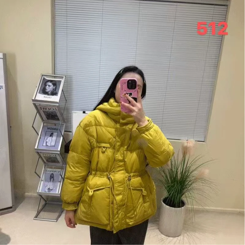 新款韩版抽绳收腰海军领羽绒服女中长款修身显瘦气质外套512-2