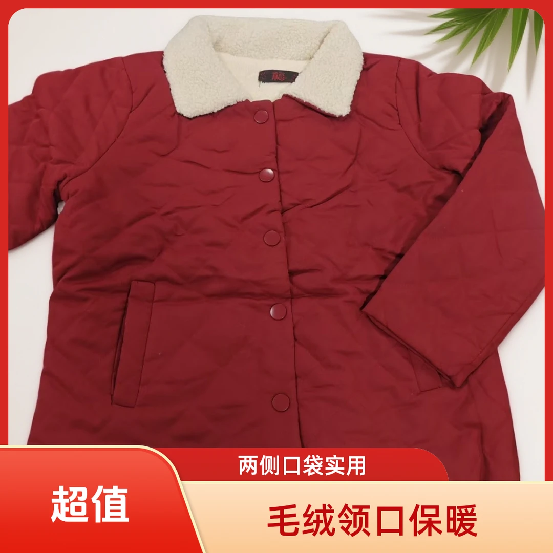 A015短款宽松袖型常规短裙中老年女装翻领保暖衬衫风衣气质时尚