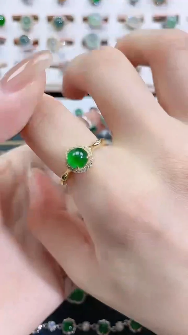 银S925镶嵌戒指翡翠天然翡翠