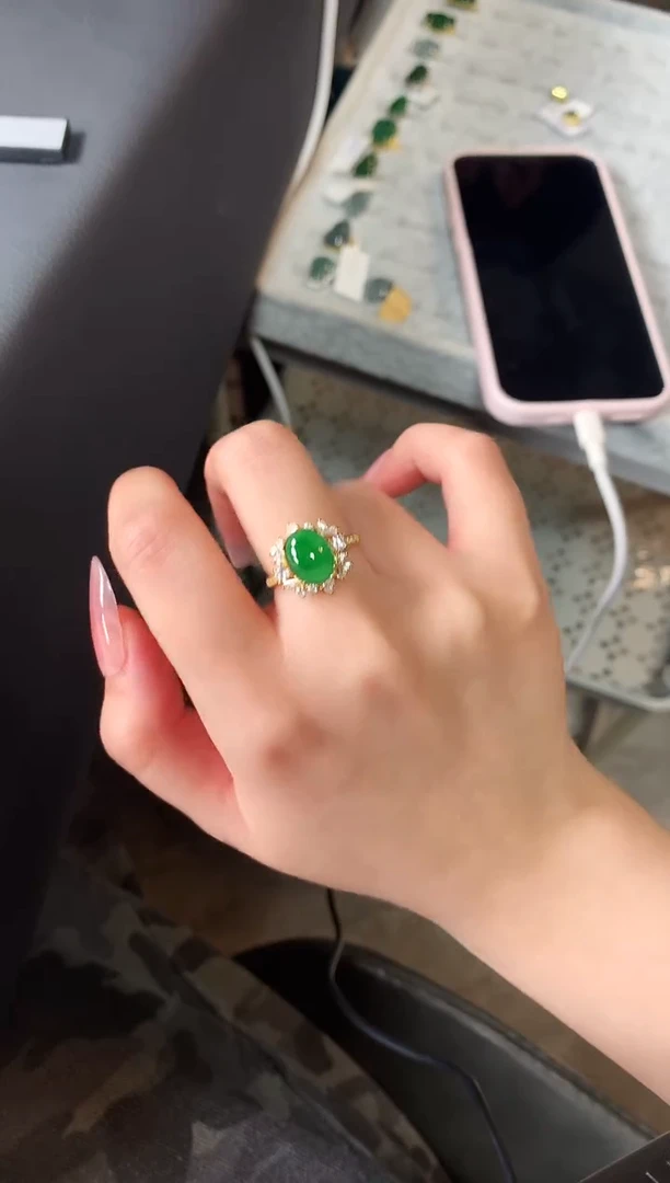 【闪购商品】翡翠戒指银S925镶嵌52141