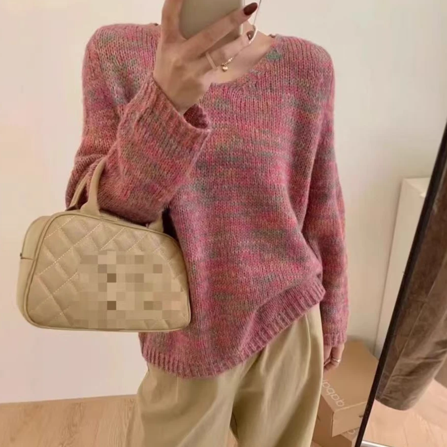【极简主义】羊毛慵懒风V领长袖女2025春季宽松显瘦休闲百搭毛衣A11