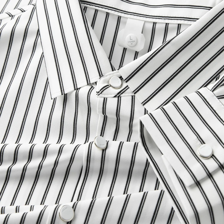 霍罗哈芬HOROHUVEN秋季新款条纹男士长袖衬衣休闲百搭翻领衬衫男