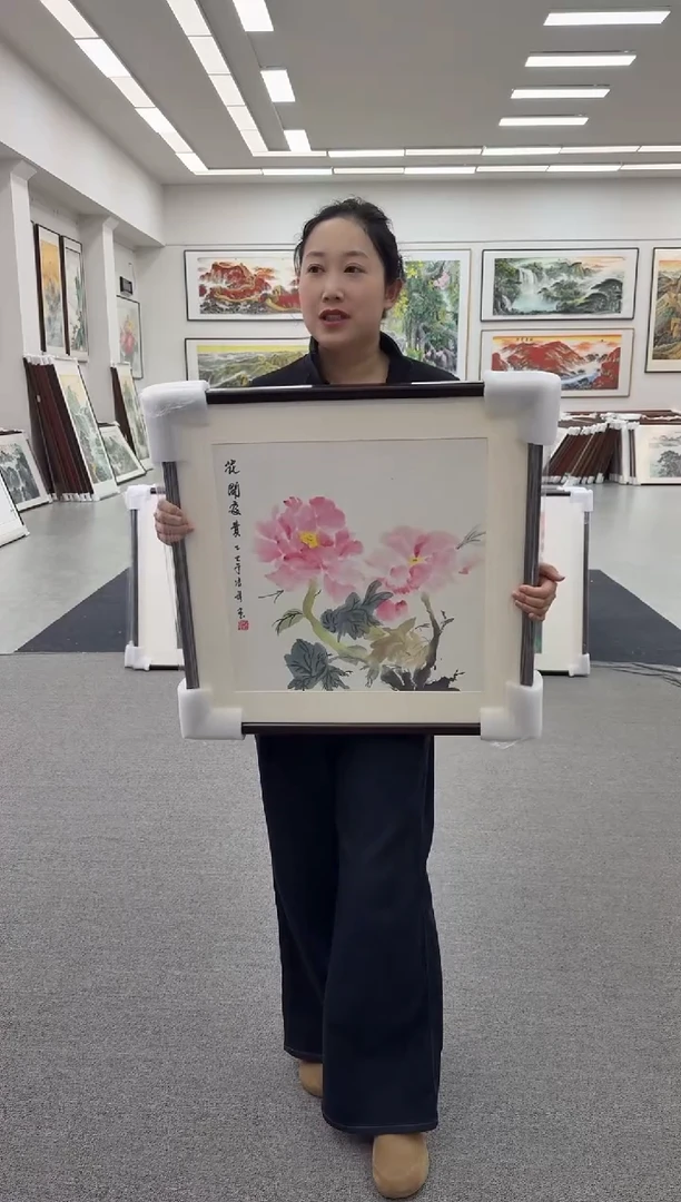 国画手绘 花开富贵 60*60