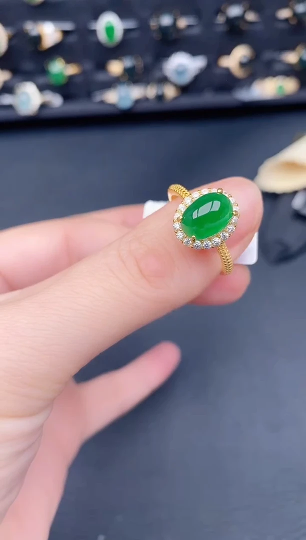 银S925镶嵌戒指翡翠天然a货翡翠45