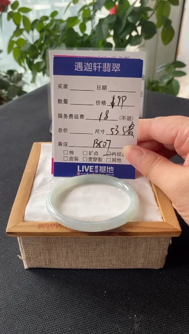 翡翠手镯未镶嵌53.5贵妃 B507编码