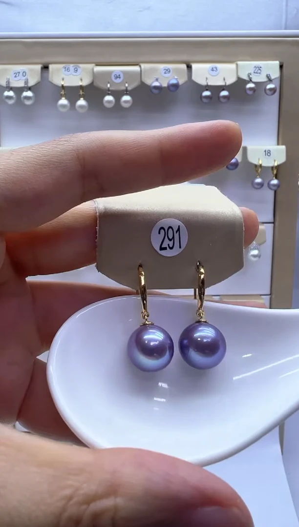 银S925镶嵌淡水珍珠耳饰292