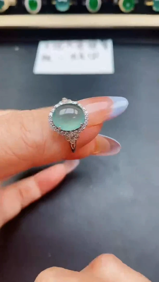 翡翠戒指银S925镶嵌231321