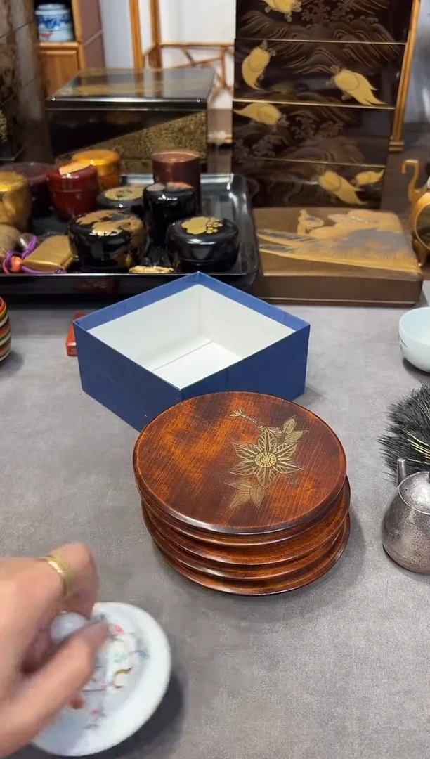 杯垫五片 大漆漆器大漆漆器