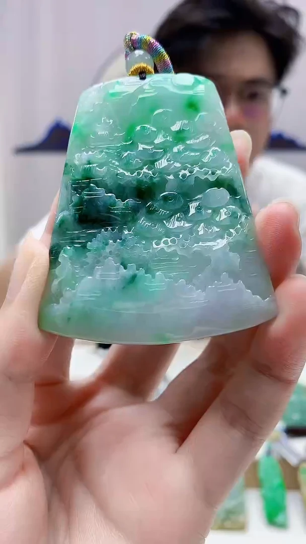 未镶嵌定制翡翠4688zm-毛货挂件山水27