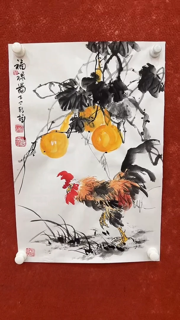 国画9.22-严选-颜新辉-四尺三开花鸟-C10
