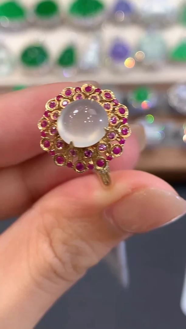 18K金镶嵌戒指翡翠a45