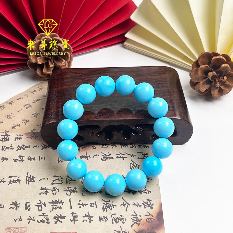 五一特惠【来哥严选】湖北高瓷蓝绿松圆珠手串