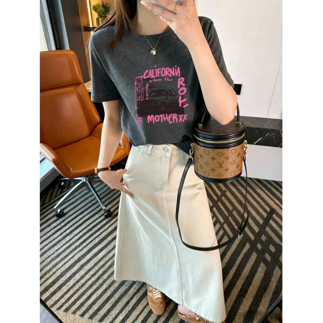 【汐月女神~手绘汽车】南油定制夏季韩系宽松显瘦减龄短袖T恤女