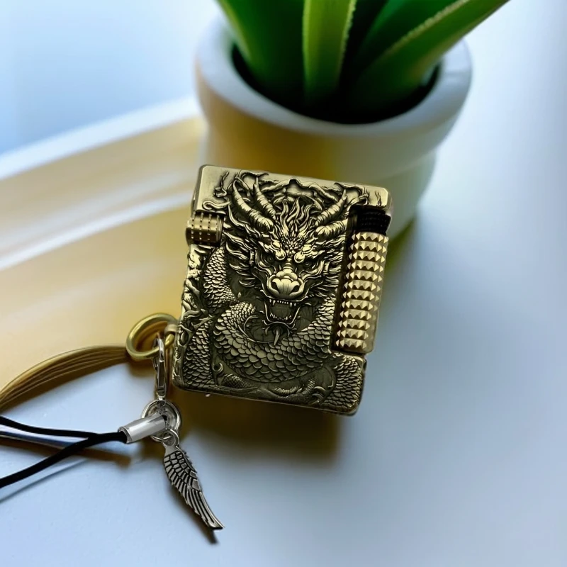 好运达新款小钢炮黄铜材质一体掏空煤油打火机小巧携带时尚手工