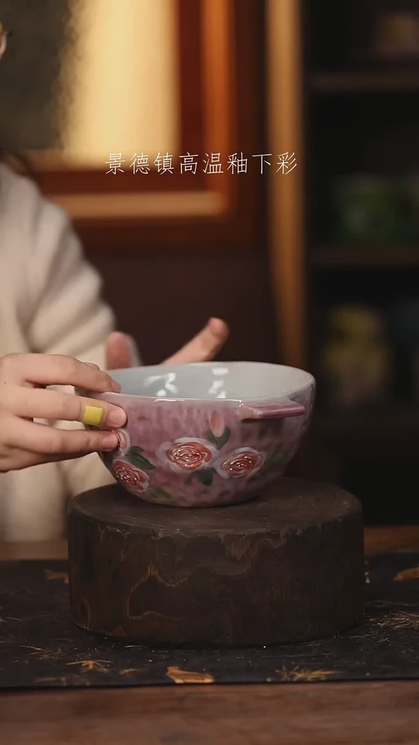 陶瓷景德镇高温釉下手绘陶瓷@L470@