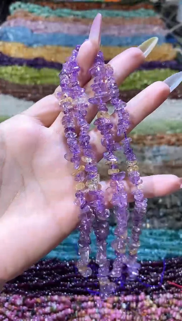 水晶珠宝半成品未镶嵌紫黄晶