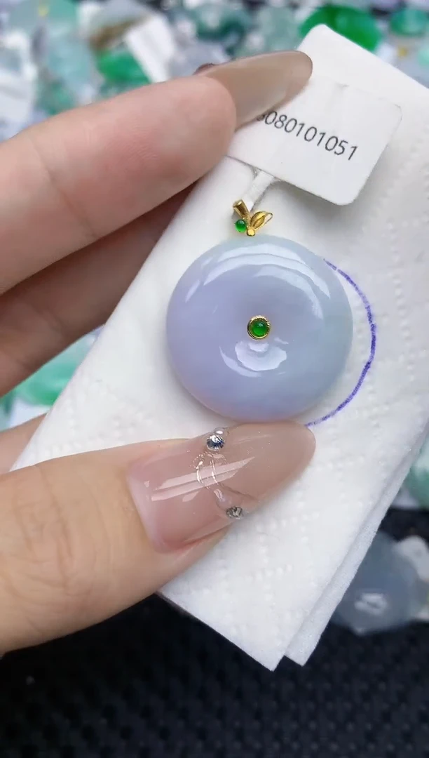 颈饰18K金镶嵌翡翠195   天然翡翠A货  百元以上9米证书费自理