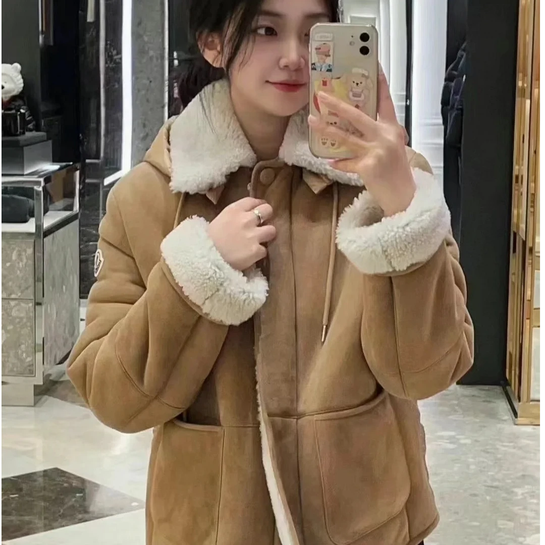 未使用 MONCLER 2412151/0码/短款休闲棕色羽绒服/37850