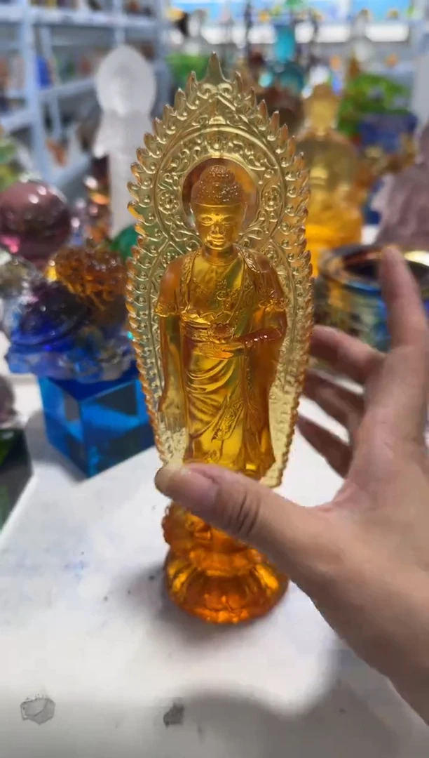 手工艺品琉璃阿弥陀佛  微瑕作品  不退不换  介意勿拍