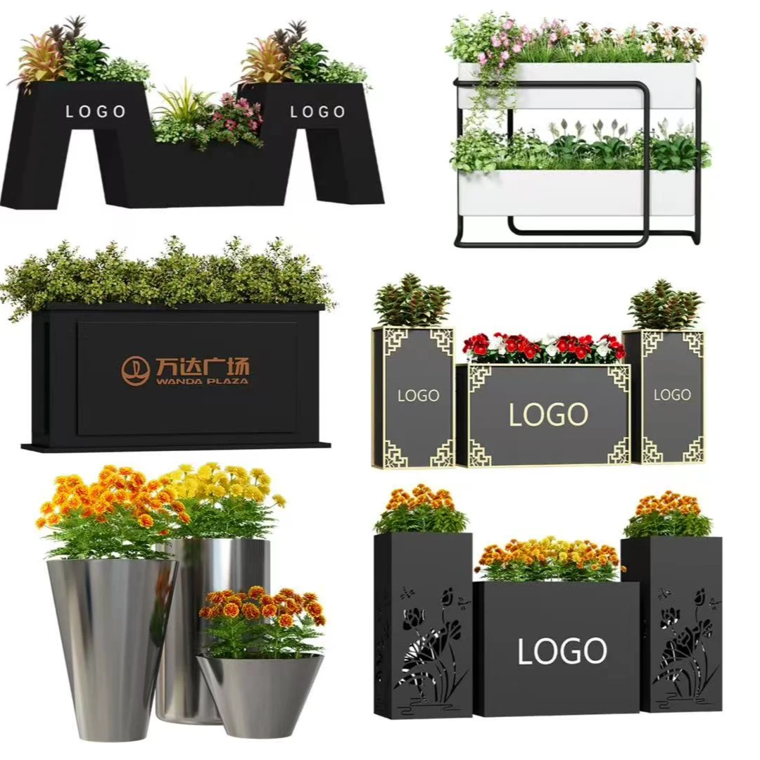 户外304不锈钢花箱定制阳台组合种植箱座椅市政庭院道路室外花槽