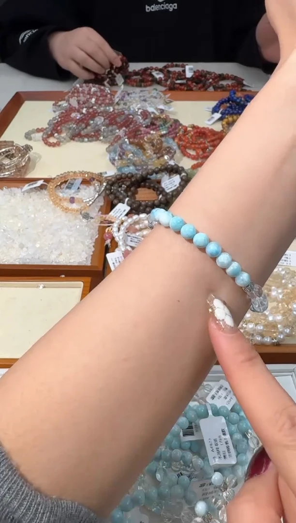 【闪购商品】水晶手串银S925镶嵌D096海纹白水设计款