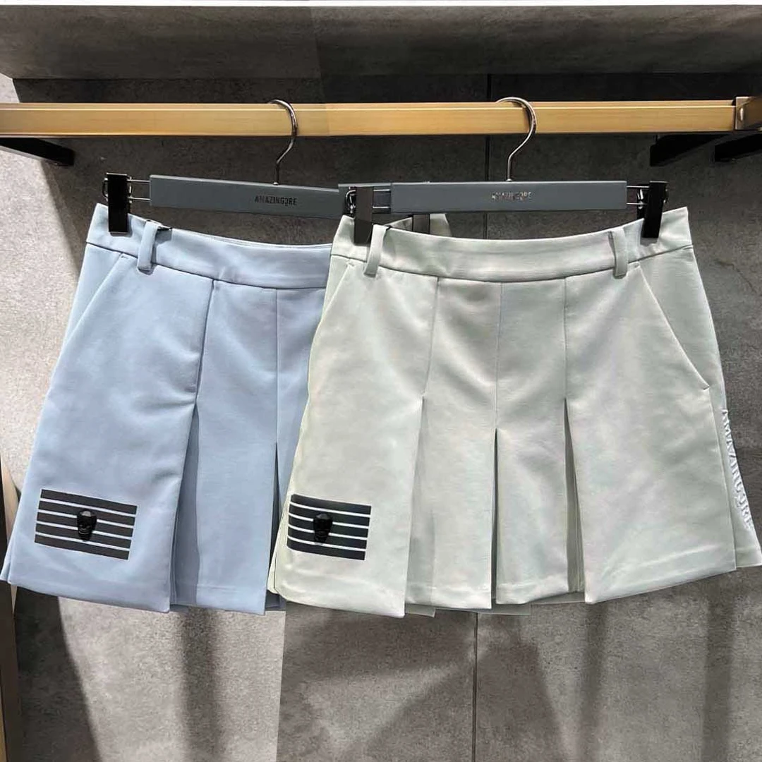 AMA家高尔夫女士秋冬短裙/百褶皱骷髅防走光短裙/时尚柔软舒适