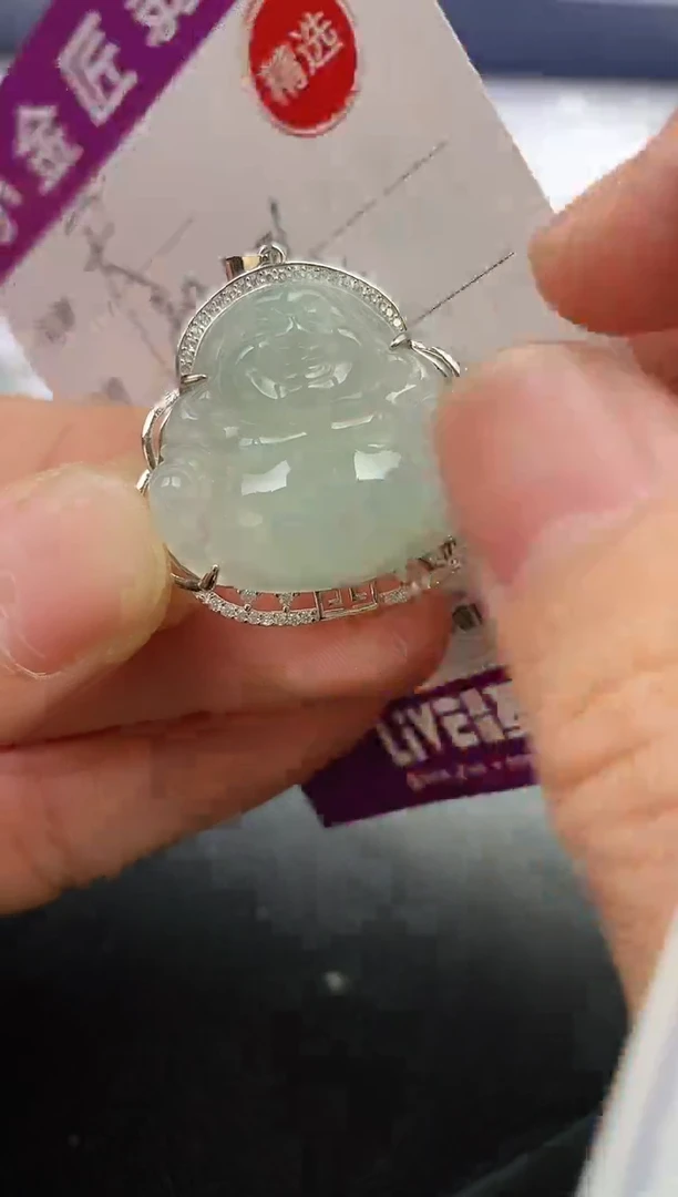 颈饰银S925镶嵌翡翠天*挂件