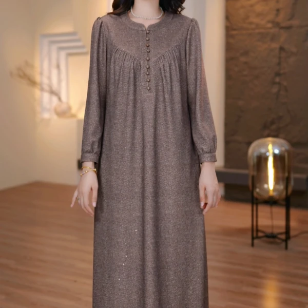 2025秋季新款连衣裙大码女装显瘦遮肉减龄妈妈装FY-9231（琴）