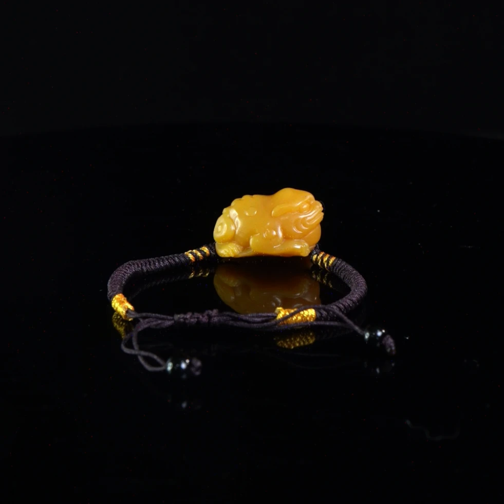 Lot.24.北部田黄三足金蟾手串14.4克