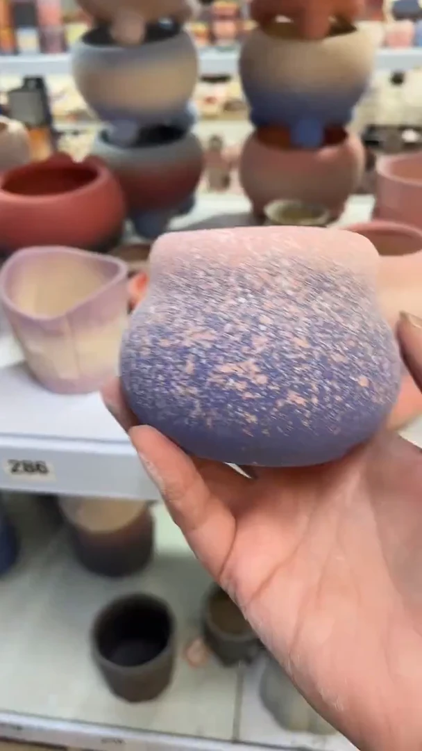 麦饭石粗陶多肉花盆口径6*6