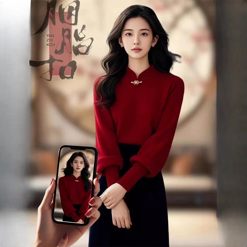 香朵儿新中式针织毛衣半身裙新年新衣两件套2026春秋新款轻奢套装