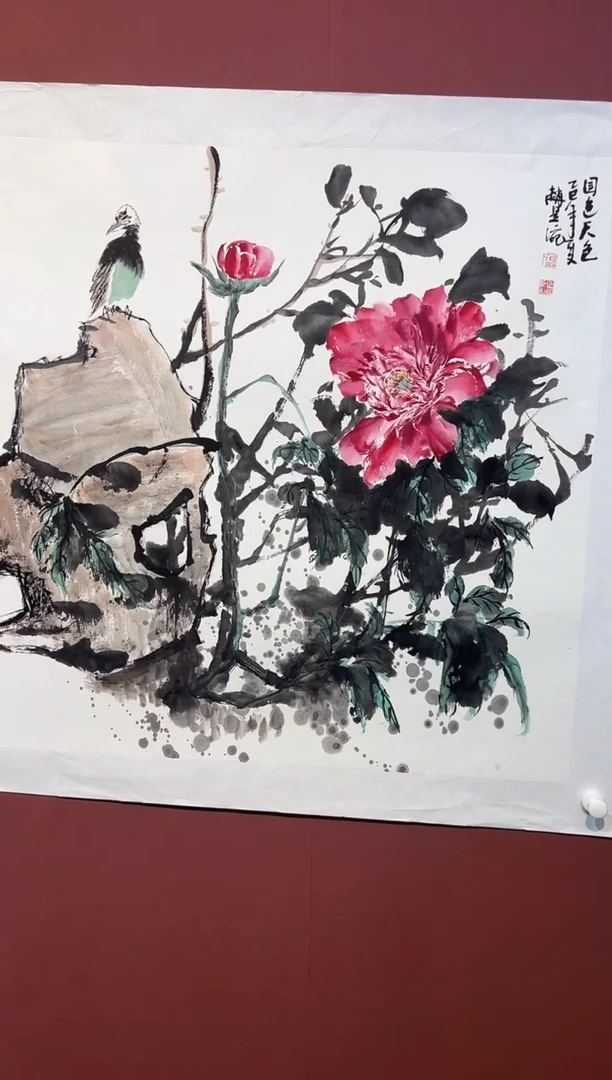 国画赵昱涴花鸟精品四平尺