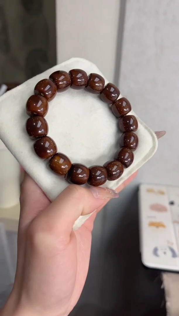 【闪购商品】菩提根/象牙果手串黄金底紫金鼠桶珠13*14mm