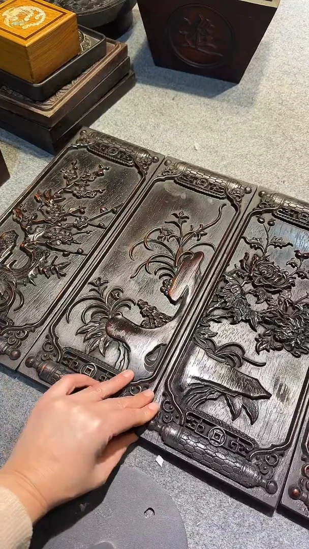 木紫檀拆件雕刻板以直播间实物为准微瑕老物件